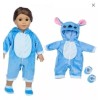 Justaskjoyce Animal Pajama's, Fuzzing One Piece, Stitch Pajama's, for 18"