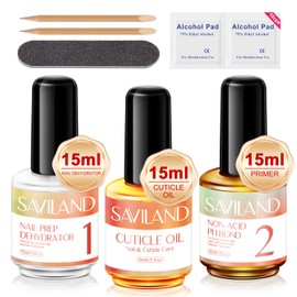 SAVILAND Saviland 15ml Nail Dehydrator and Primer and Cuticle Oil for Nails with 6 Colors 5-in-1 Sheer Pink Gel Builder Set