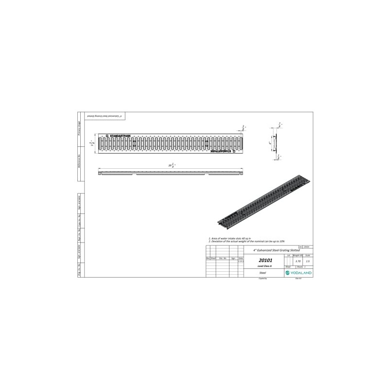 Vodaland - 4 inch Galvanized Stamped Steel Grate