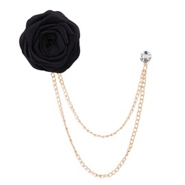 Rose Brooch Pin Suit Flower Pins for Men Bridegroom Wedding Brooches Black Rose Lapel Pin Tassel Chain Brooch for Men Flower Lapel Pins for Suits Brooch with Chain Rose Pins and Brooches