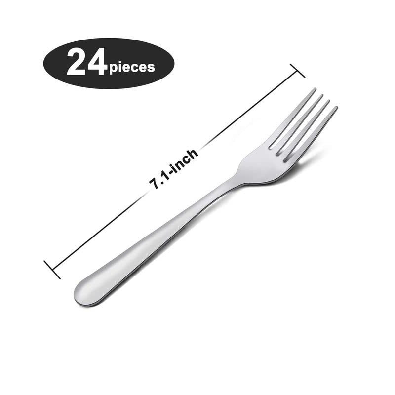 Unokit Stainless Steel Dinner Forks Silverware - 24 Pieces (7.1