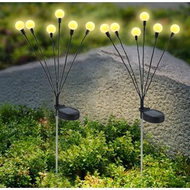 Unbranded 2 LED Solar Firefly Light Garden Waterproof Swaying Lamp Outdoor Landscape Decor