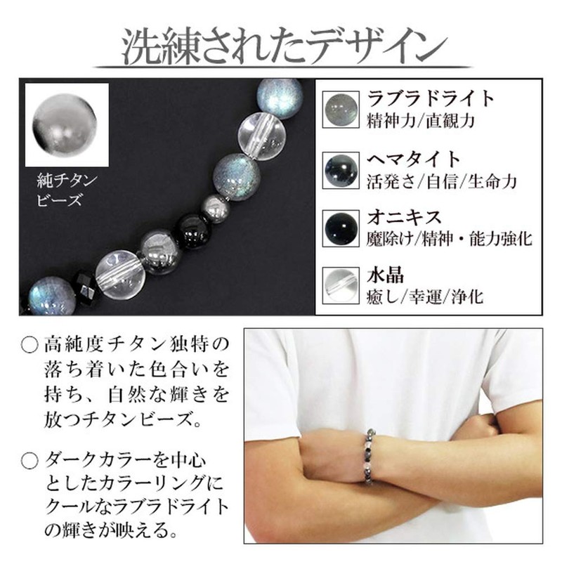Phiten Limited Edition Titanium Natural Stone Power Stone Bracelet, Length