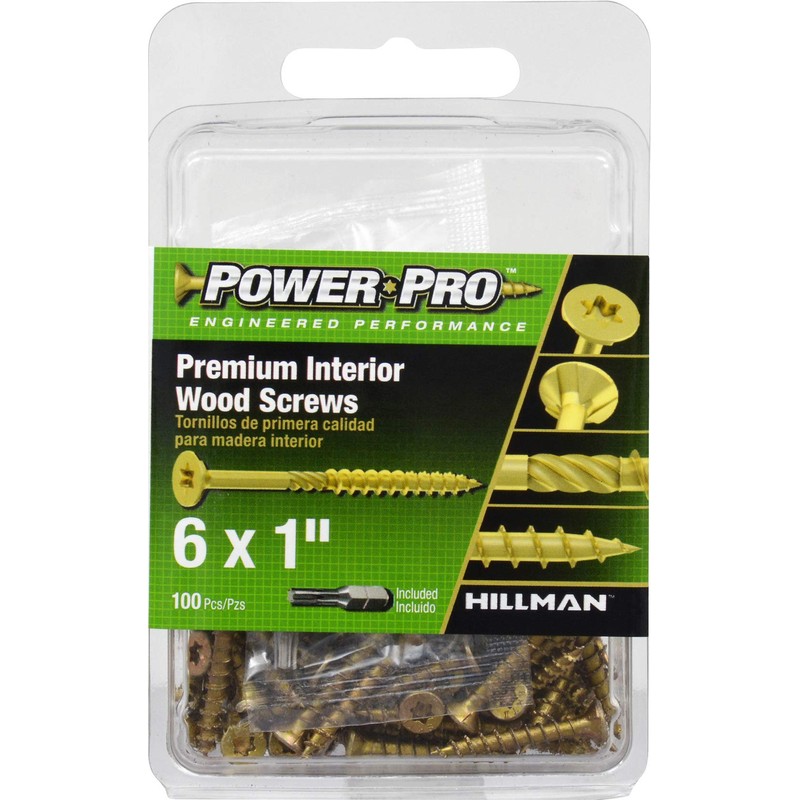 Power Pro 42643 Wood Screws, 6 x 1, Yellow, 100