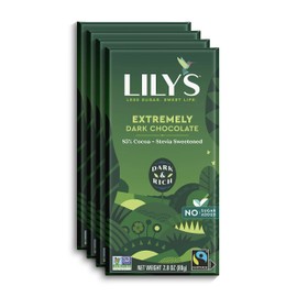 Extremely Dark chocolate Bar by Lily's | Stevia Sweetened, No Added Sugar, Low-Carb, Keto Friendly | 85% Cocoa | Fair Trade, Gluten-Free & Non-GMO | 4 Pack
