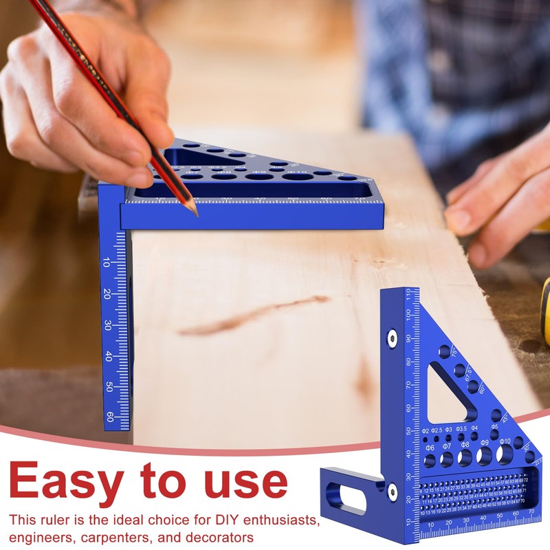 Metric 3D Multi-Angle Measuring Ruler, 22.5°-90° Degree Aluminum Alloy Woodworking