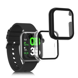 kwmobile Cover Comaptible with Xplora XMOVE Covers - 2X Tempered Glass with Plastic Frame - Black/Transparent