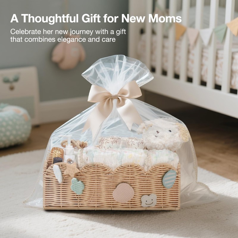 Klippehop Wicker Diaper Caddy Organizer, Nursery Storage Basket for Diapers