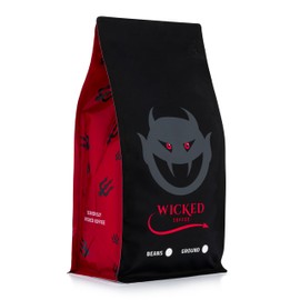 Wicked Full Strength Ground Coffee, 500g Bag, Dark Medium Roast, Artisan, Hand Roasted, Resealable Bag