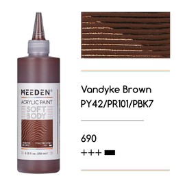 MEEDEN Vandyke Brown Acrylic Paint: Matte Finish 250ml/8.45oz Soft Body Bulk Acrylic Colors in Ergonomic Bottle - Fluid Flow Art Paints for Artists Canvas Painting