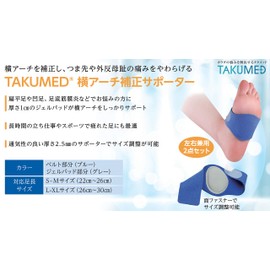 TAKUMED Arch Supporter, Flatfoot Concaves, Plantar Fasciitis, Supporter, Arch Standing Work, Unisex, Adjustable Size, Left and Right Set (S-M)