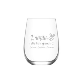 Verre gravé - L'amitié relie Trois Grands C. - Verre sans pied 16oz