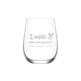 Verre gravé - L'amitié relie Trois Grands C. - Verre sans pied 16oz