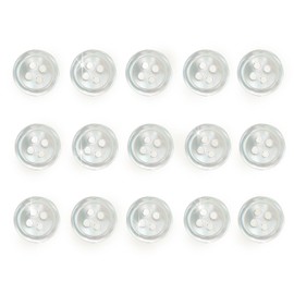 Shell Buttons, Shellfish Buttons, Single Sided, Takase Clam, Shirt Buttons, 4 Hole Buttons, White, White, 15 Pieces [0.4 inch (10 mm)] Glitter Punpyumyo Round B-092