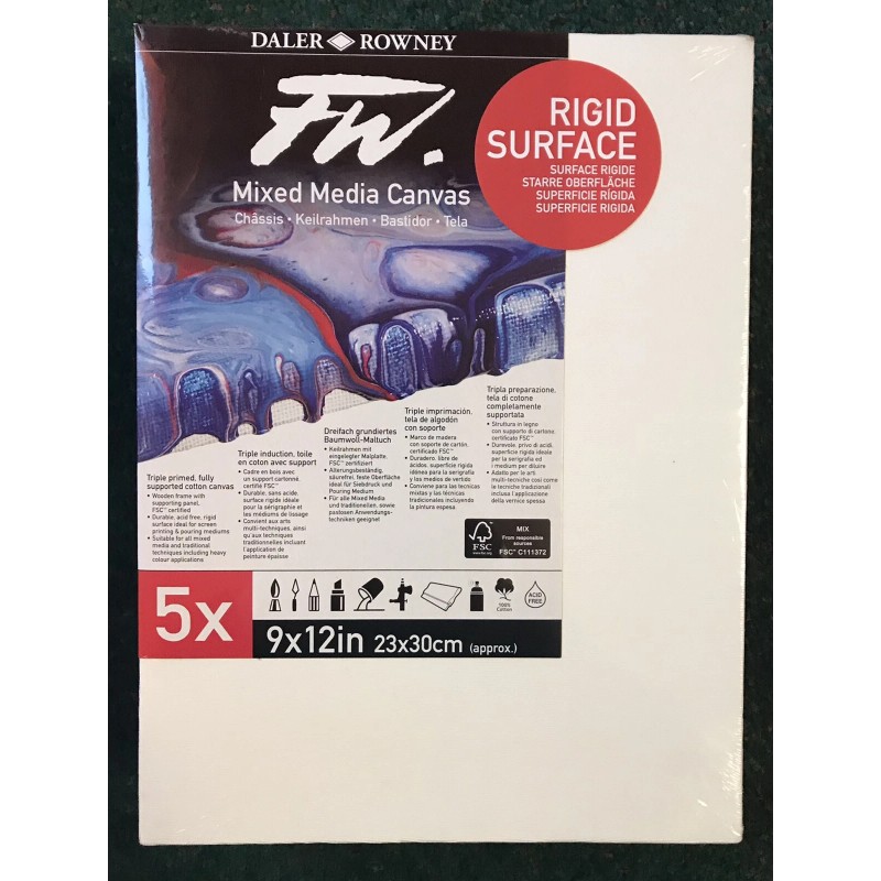 Daler-Rowney DALER ROWNEY FW MIXED MEDIA CANVAS RIGID SURFACE 9”x12”