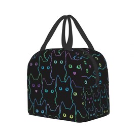 Nerxy Cat Lunch Bag Cute Leakproof Cooler Lunch Box Colorful Cat Silhouettes Insulated Meal Tote Kit Lunch Containers For School Office Picnic For Kids Adults Children,8.5x8x5 In(catLB230406)