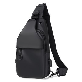 Hjkiopc Chest Bag Sling Bag Men's Small Shoulder Bag Outdoor Waterproof Casual Men's Bag Lightweight Strap Bag for Work Travel Hiking Everyday etc., A-Black, Simple style