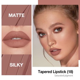 Kaely Nude Brown Gradient Matte Lip Liner Pencil & Lipstick Crayon Combo for Women, 2in1 Flawless Contour Gradual Ombre Effect Lip Pencil Makeup Waterproof, labiales mate 24 horas originales, 18