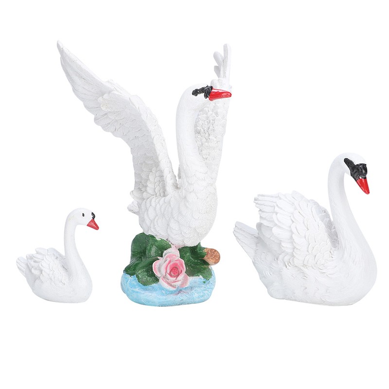 3pcs Lawn Garden Courtyard Resin High Simulation Swan Decoration Animal