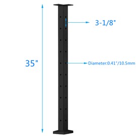 Senmit Cable Railing Post - Stainless Steel Square Fence Post for Deck Cable Railing System, Flat top 36"x2"x2" Corner Post Pre-Drilled, Matte Black
