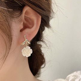 Yienate Crystal Flower Drop Earrings Stud Earrings Unique Asymmetrical Green Gemstone Rose Flower Earrings Statement Rhinestone Flora Wedding Earrings St Patricks Day Earrings Jewellery For Women,