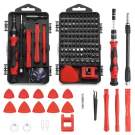 sourcing map 123 in 1 Magnetic Precision Screwdriver Set Electronics Repair Tools Kit with 96 Bits Flexible Shaft and Extension Rod for Cellphone Game Console Laptop PC Computer Camera, Red