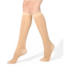 Sheer Compression Socks 15-20 mmHg Support Stockings Hose (Nude, L/XL)