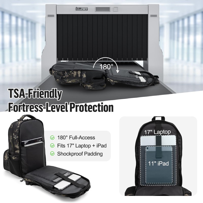 Tactical Backpack with Lunch Box for Men: Laptop Compartment Bookbag