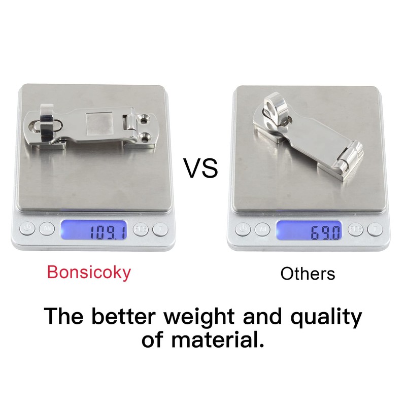 Bonsicoky 2Pcs Marine Grade 316 Stainless Steel Door Hasps, 3