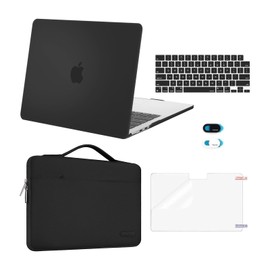 MOSISO Compatible with MacBook Air 13 inch Case 2025 2024 2023 2022 M4 A3240 M3 A3113 M2 A2681, Hard Shell&Sleeve Bag&Keyboard Skin&Webcam Cover&Screen Film for MacBook Air 13.6 inch, Black
