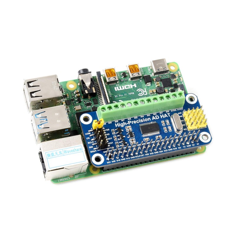 Waveshare High-Precision AD HAT for Raspberry Pi with ADS1263 10-Ch