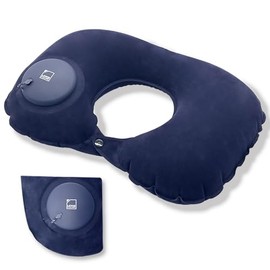 Lewis N. Clark Original Neckrest Inflatable Pillow, Waterproof Neck Pillow for Neck Support at The Beach, Pool + Airport Travel with Fully Adjustable Firmness and Included Carrying Pouch, Blue