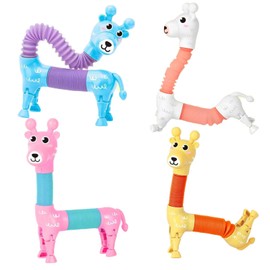 4 PCS Tubes Sensory Toys, Sensory Tubes, Funny Fidget Toys, Tubes Sensory Toys for Kids, Novel Kids Telescopic Toys with Adjustable Limbs, Christmas sock fillers