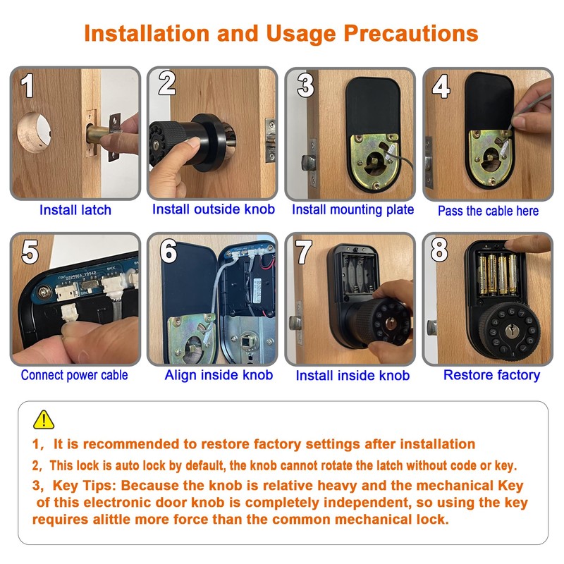 BOTHSTAR Keypad Door Knob with Key,Keyless Entry Door Lock, Code