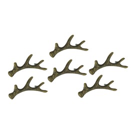 Zeckos Antique Bronze Finish Cast Iron Deer Antler Drawer Pull Cabinet Handle Set of 6 Western Décor 6.25 Inches Long
