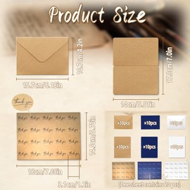 50 packs Thank You Cards with Envelopes and Stickers,VEINARDYL 50 Thank You Notes with 50 Envelopes for Wedding Bridal Shower Business Baby Shower New Year Festival for Thanksgiving Day Parent