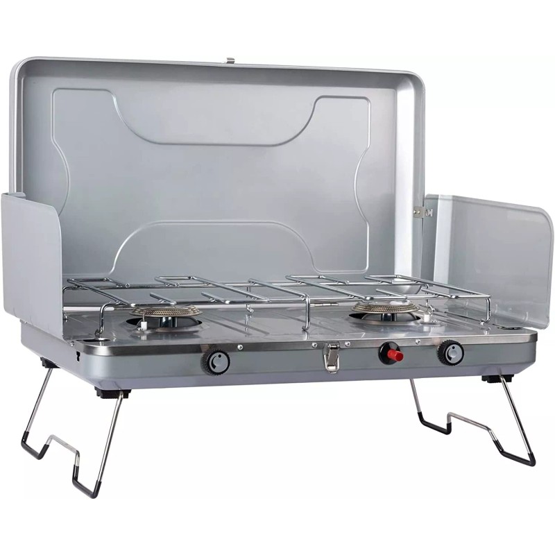COASTRAIL Portable Propane Camping Stove w 2 Burners, 20000 BTU