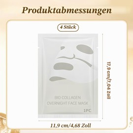 Collagen Mask, Pack of 4, Collagen Mask Overnight with Niacinamide, Organic Collagen Face Mask, Moisturising Mask, for Hydration, Anti-Wrinkle Effect, Firming