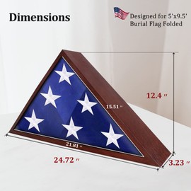 ASmileIndeep Flag Display Case for 5' x 9.5' Burial Flag, Burial Flag Shadow Box with HD Tempered Glass and Wall Mount，Flag Case for American Veteran Burial Flag (Cherry Red)