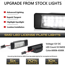 BHZNGD 2 Pack License Plate Light Compatible with Nissan X-Trail T31 Qashqai J10 J11 Juke F15 Primera P12 Pathfinder R51 Rogue Sport Versa Armada Q50