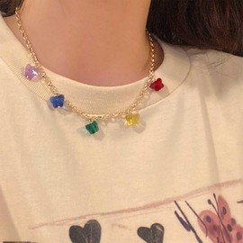 Cimenexe Bohemian Rainbow Butterfly Choker Necklace Colorful Acrylic Butterfly Pendant Necklace Gold Butterfly Collar Necklace Minimalist Butterfly Chain Necklace Jewelry for Women