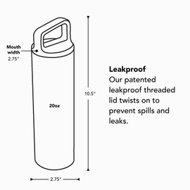 MiiR Wide Mouth Water Bottle - 20oz Insulated Water Bottle in Stainless Steel with Double Wall Vacuum Insulation, Leakproof Design, Keeps Drinks Hot or Cold