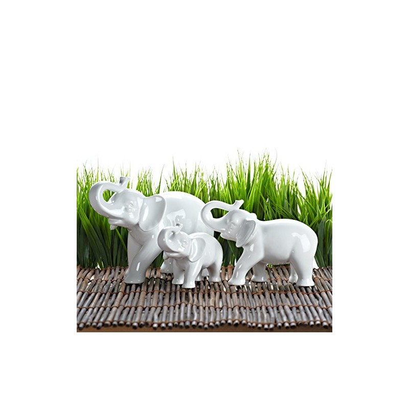 Abbott Collection Ceramic Elephant Figurine, White (Small)