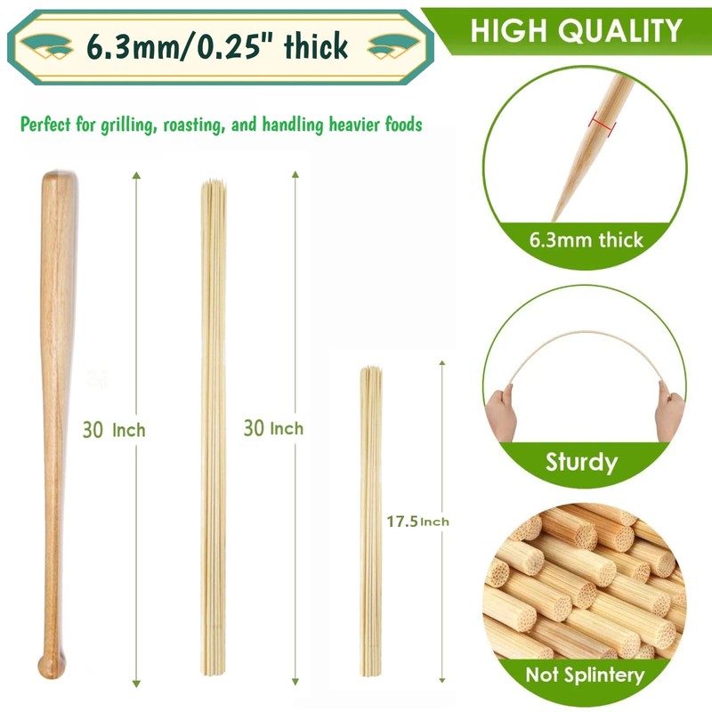 125 PCS 30-Inch Extra Thick Smores Sticks & Marshmallow Sticks
