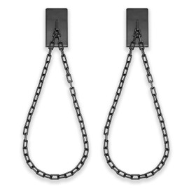 BlastHome® Luxury Chain Tiebacks – Premium Metal Wall Mounted Curtain Holdbacks with 30" Long Chains - Signature Collection, Set of Two – Designer Quality Window Drapery Ties – Matte Graphite Finish
