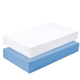 Dudu N Girlie Crib Fitted Sheets 90 x 40 cm Cotton | Cradle Fitted Sheets Jersey Soft Bedsheet Hypoallergenic Elasticated Breathable Pram Fitted Sheets (Pack of 2, White & Blue)