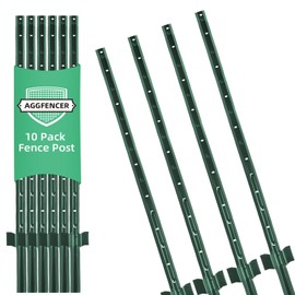 AggFencer 4.8 Ft Fence Post 10Pack, U Post for Wire Fencing
