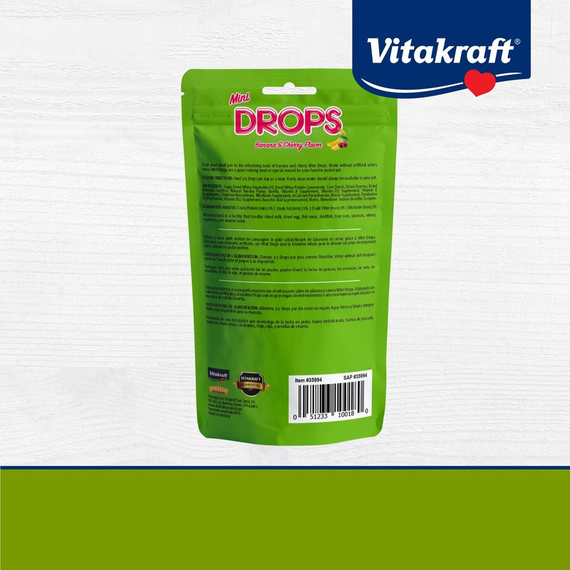Vitakraft Mini Drops Cherry Banana Treats for Hamsters Rats Mice