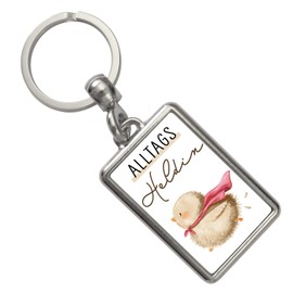speecheese Chick Keyring with Saying Everyday Hero Gift Chicken Duck for Girlfriend Colleague Mother - Kraft Motivation, multicoloured
