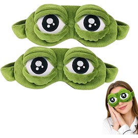 Antifaz para dormir en 3D con diseño de rana, máscara de ojos de peluche opaca con correa ajustable, suave y contorneada para hombre, mujer, niños, niñas, ideal para viaje, siesta y relajación (2pcs)